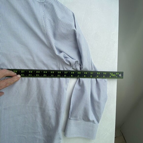 Brooks Brothers Men's Shirt 17.5 346 Non-Iron Regular Fit Blue Checkered Cotton - Picture 4 of 6